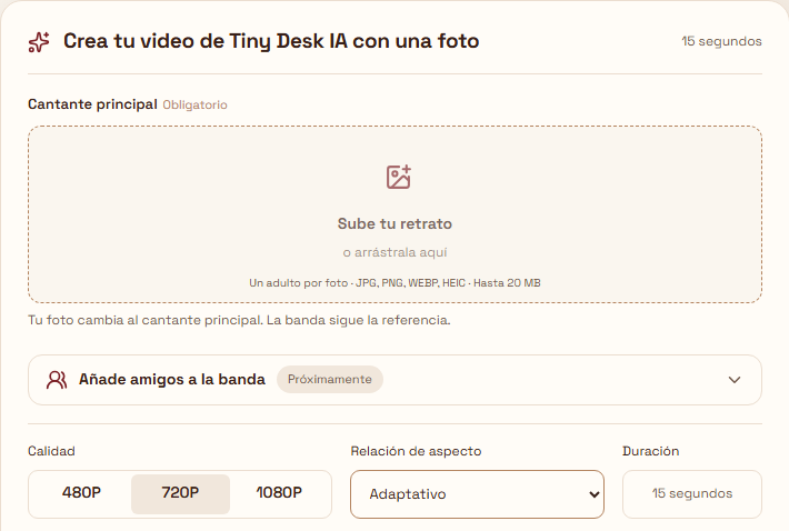 Interfaz real en español capturada localmente el 28 de octubre de 2026: entrada del cantante y ajustes. No contiene fotos personales ni datos de cuentas.